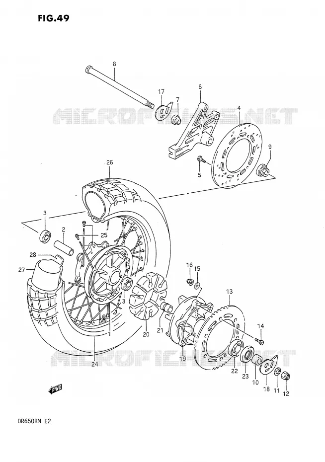 REAR WHEEL Suzuki MOTO 650 DR 1991  DR650RM(E2)