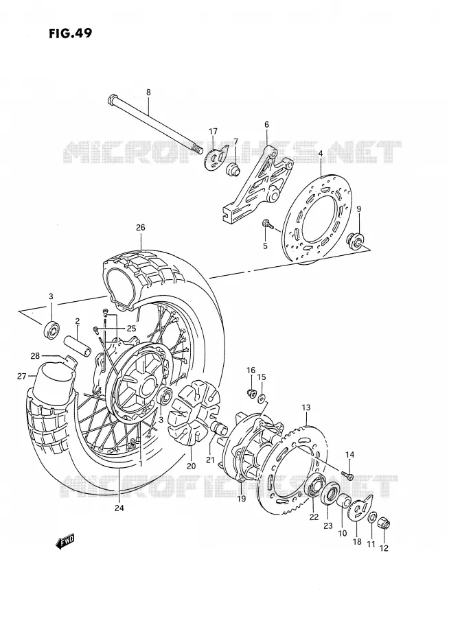 REAR WHEEL Suzuki MOTO 650 DR 1992  DR650RUN(E4)
