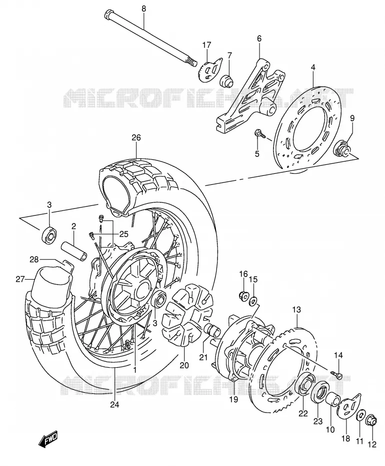 REAR WHEEL Suzuki MOTO 650 DR 1993  DR650RSEP(E4)