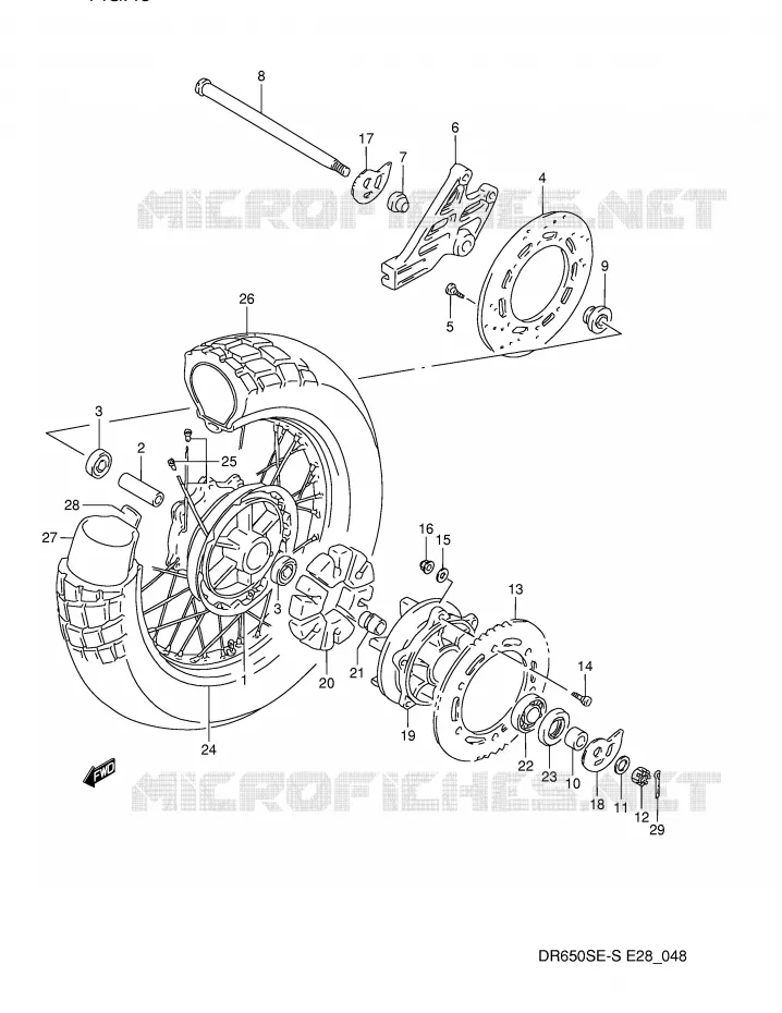 REAR WHEEL Suzuki MOTO 650 DR 1993  DR650SP(E28)