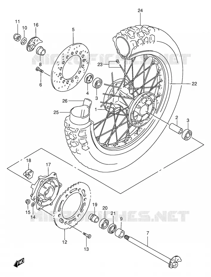 REAR WHEEL Suzuki MOTO 650 DR 1996  DR650SEUT(E4)