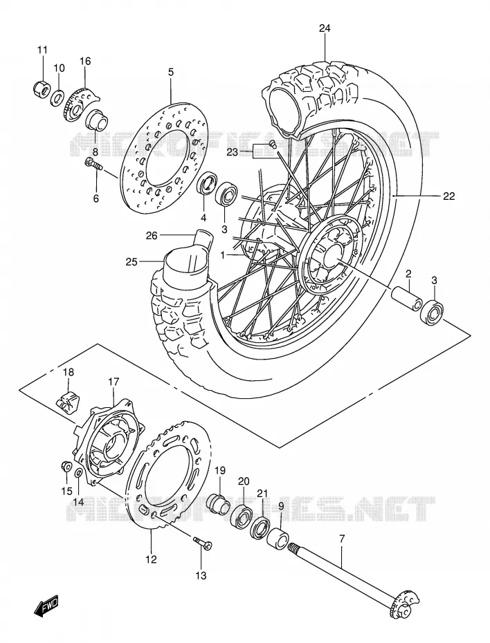 REAR WHEEL Suzuki MOTO 650 DR 2002  DR650SEK2(E4)