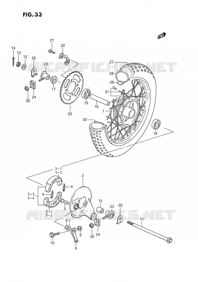 REAR WHEEL Suzuki MOTO 80 DS 1990  DS80L(E3)