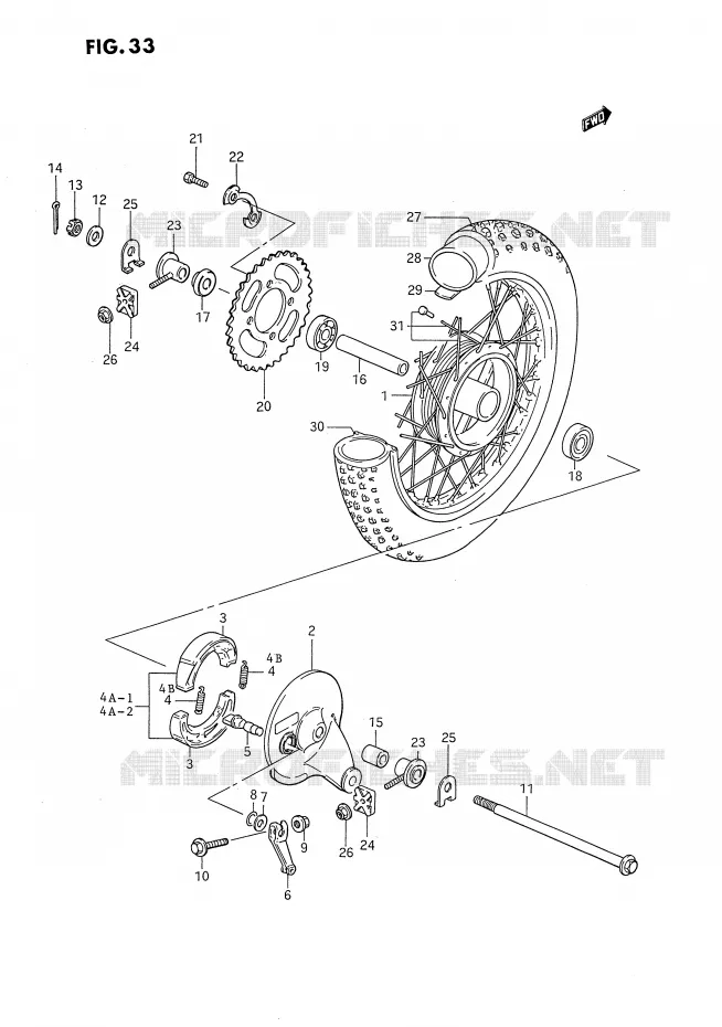 REAR WHEEL Suzuki MOTO 80 DS 1994  DS80R(E24)