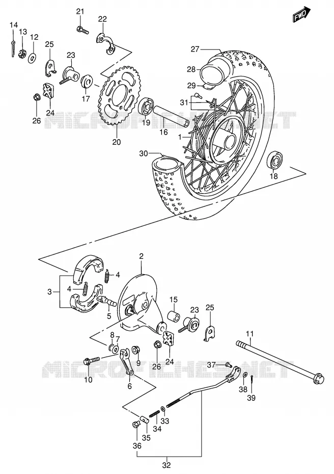 REAR WHEEL Suzuki MOTO 80 DS 1996  DS80T(E3/E28)
