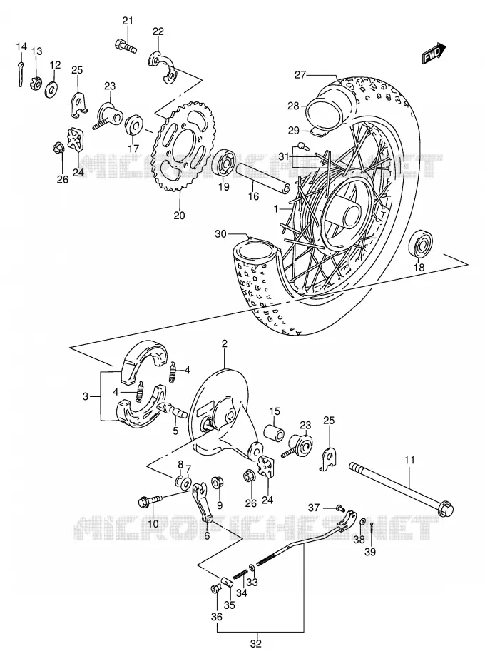 REAR WHEEL Suzuki MOTO 80 DS 1999  DS80X(E24)
