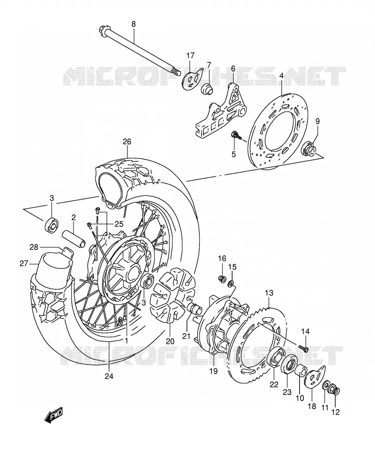 REAR WHEEL Suzuki MOTO 800 DR 1992  DR800SUN(E4)