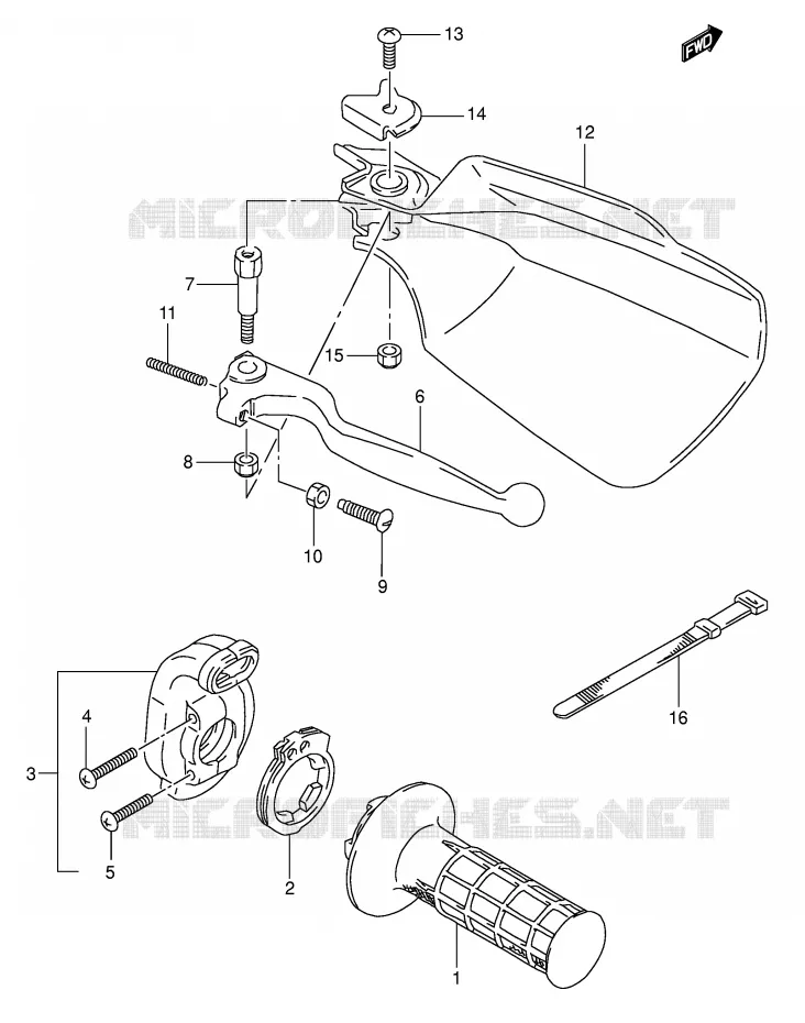 RIGHT LEVER - HANDGRIP Suzuki MOTO 350 DR 1995  DR350S(E1)