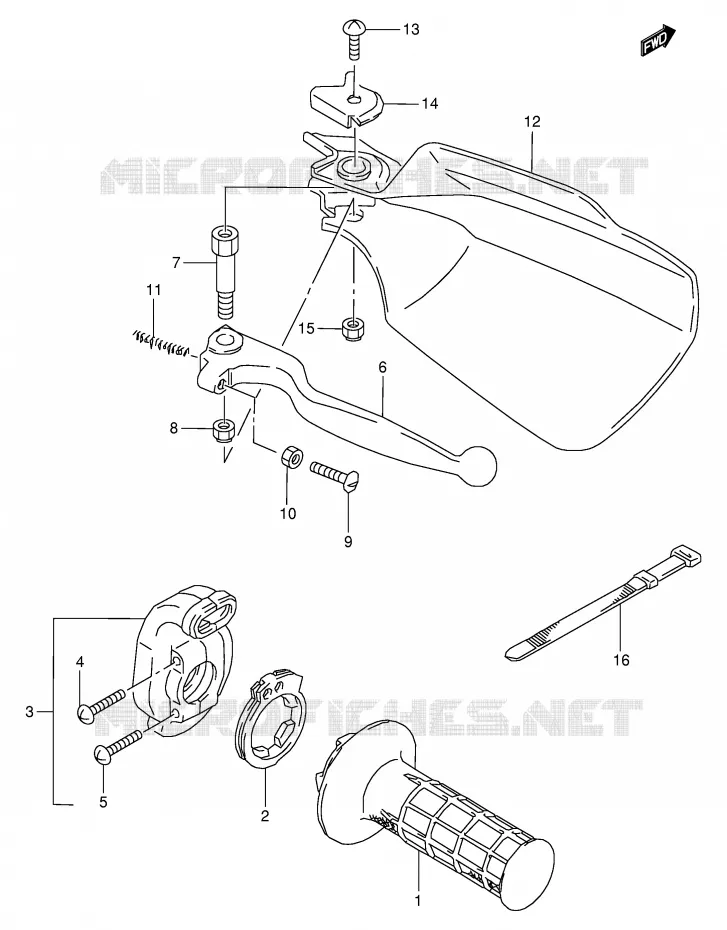 RIGHT LEVER - HANDGRIP Suzuki MOTO 350 DR 1997  DR350V(E1)