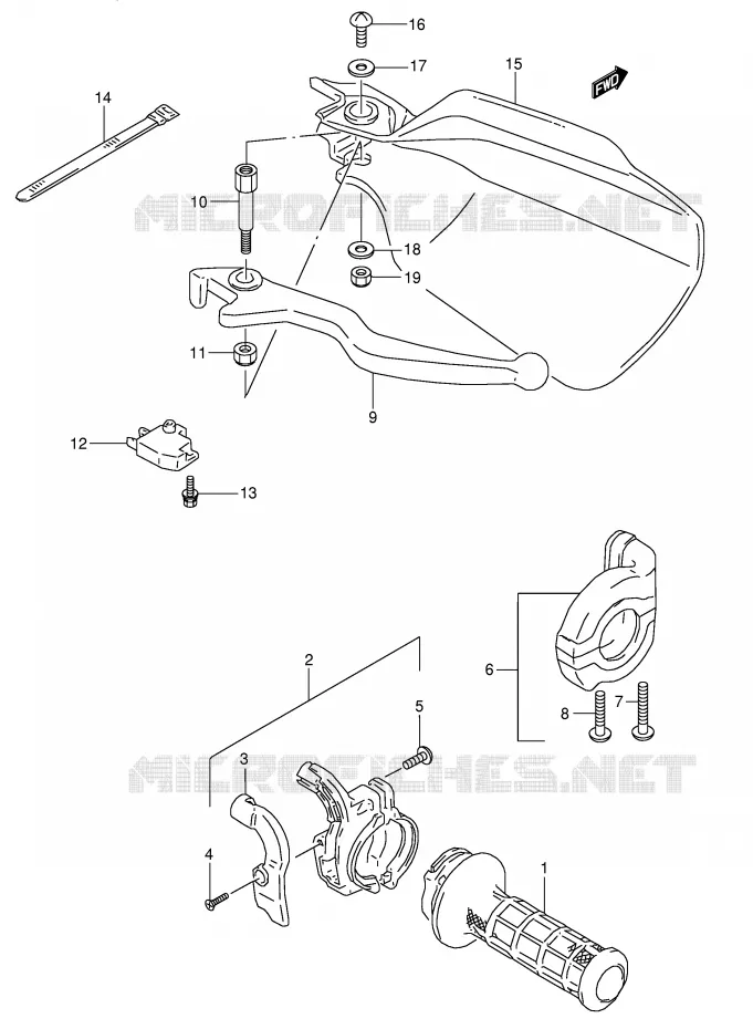 RIGHT LEVER - HANDGRIP Suzuki MOTO 800 DR 1992  DR800SUN(E4)