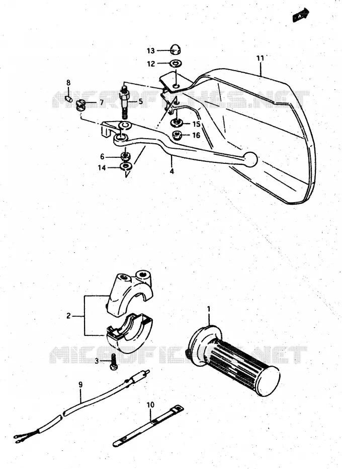 RIGHT SWITCH - HANDGRIP (DR500RH) Suzuki MOTO 500 DR 1988  DR500J(G/H/J)