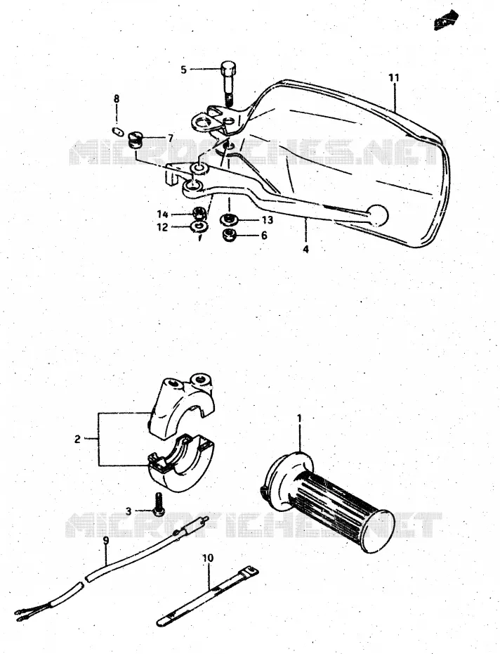 RIGHT SWITCH - HANDGRIP (MODEL G/DR500SH) Suzuki MOTO 500 DR 1987  DR500SH(G/H/J)