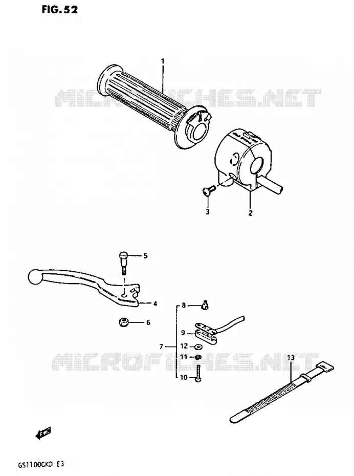 RIGHT SWITCH - HANDGRIP Suzuki MOTO 1100 GS-G 1982  GS1100GKZ(Z/2/D)