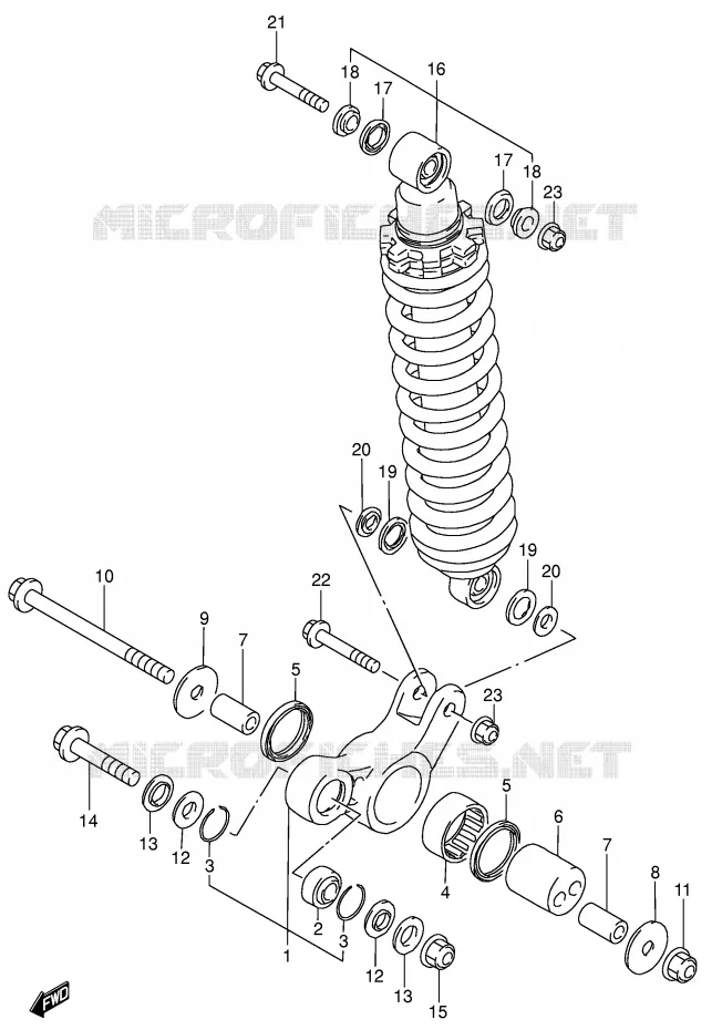 SHOCK ABSORBER LINKAGE (MODEL K4/K5) Suzuki MOTO 200 DR 2005  DR200SEK5(E3/E28)