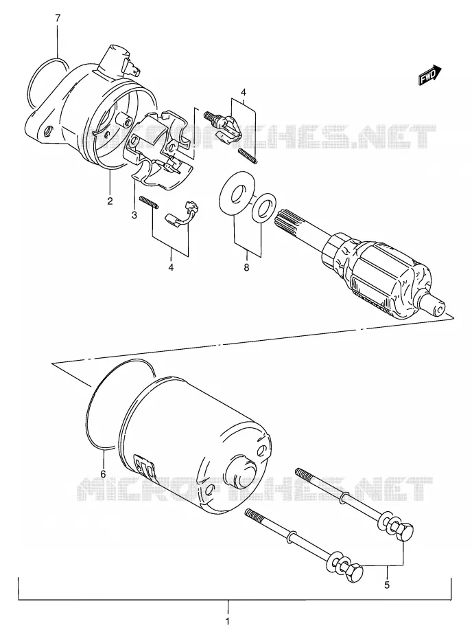 STARTER MOTOR (FB100DG/DR/DS/DV) Suzuki SCOOTER 100 FB 1997  FB100V(E71)