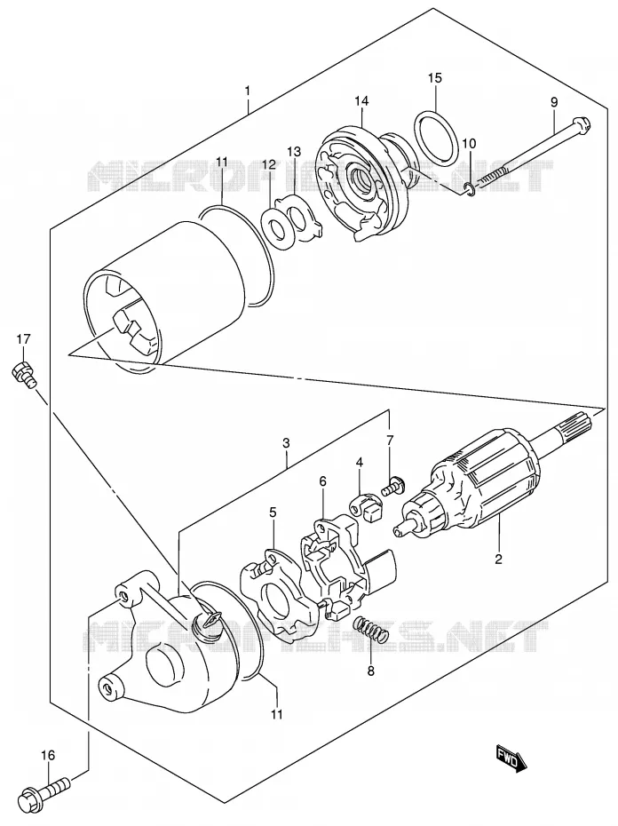 STARTER MOTOR (MODEL K1) Suzuki MOTO 200 DR 2002  DR200SEK2(E3/E28)