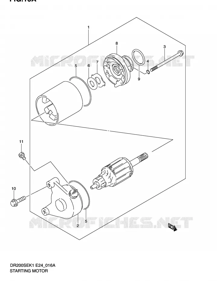 STARTER MOTOR (MODEL K2/K3/K4/K5) Suzuki MOTO 200 DR 2001  DR200SEK1(E24)