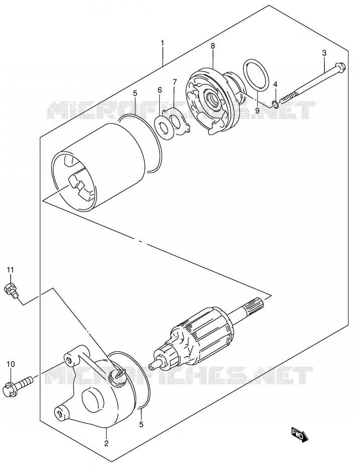 STARTER MOTOR (MODEL K2/K3/K4/K5) Suzuki MOTO 200 DR 2001  DR200SEK1(E3/E28)