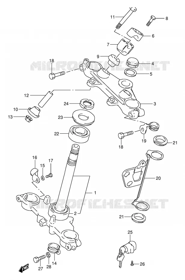 STEERING COLUMN (MODEL K1/MODEL K2 P9) Suzuki MOTO 200 DR 2005  DR200SEK5(E24)