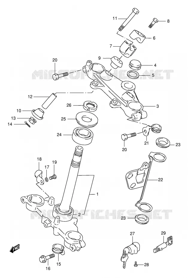 STEERING COLUMN (MODEL R/S/T) Suzuki MOTO 125 DR 1997  DR125SEV(E4)