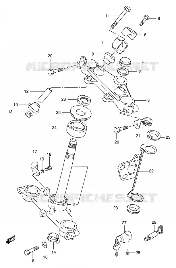 STEERING COLUMN (MODEL V/W/X/Y) Suzuki MOTO 125 DR 2000  DR125SEY(E4)