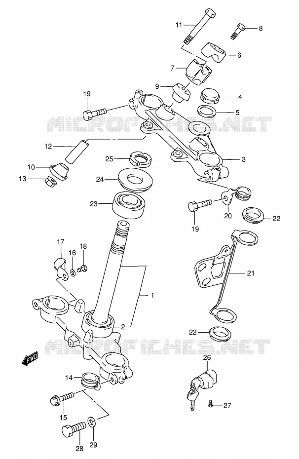 STEERING COLUMN Suzuki MOTO 200 DR 2004  DR200SEK4(E3/E28)