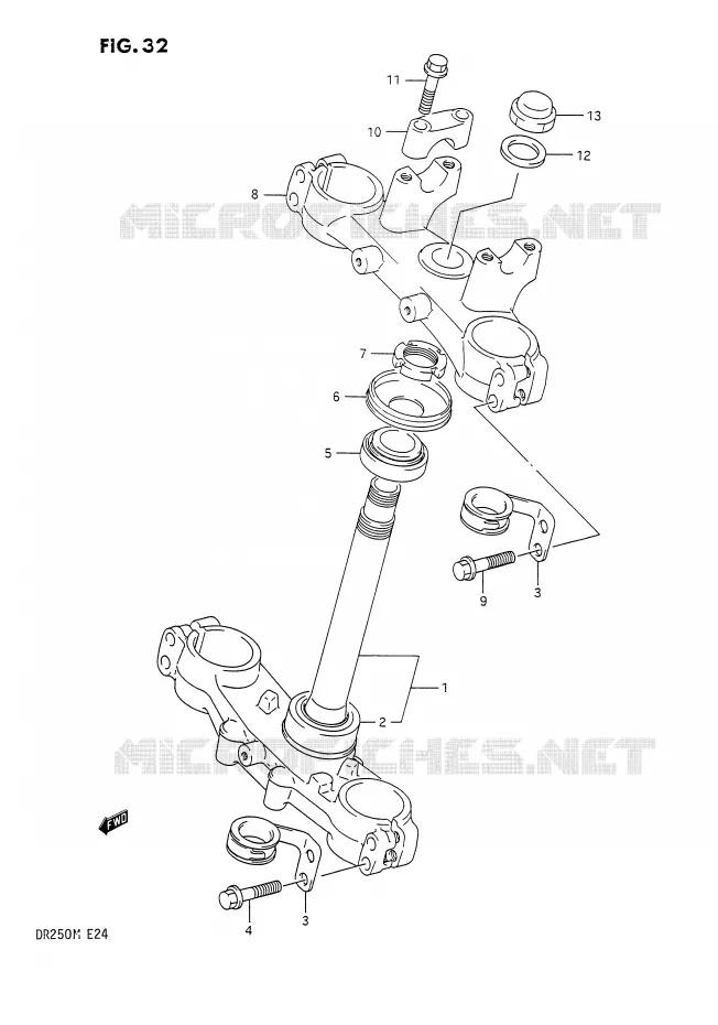STEERING COLUMN Suzuki MOTO 250 DR 1990  DR250L(E24)