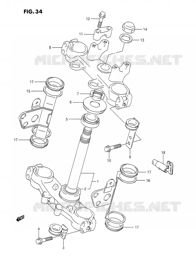 STEERING COLUMN Suzuki MOTO 350 DR 1990  DR350SL(E2)