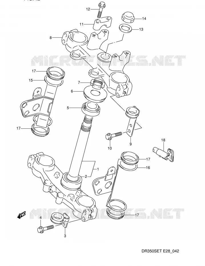 STEERING COLUMN Suzuki MOTO 350 DR 1990  DR350SL(E28)