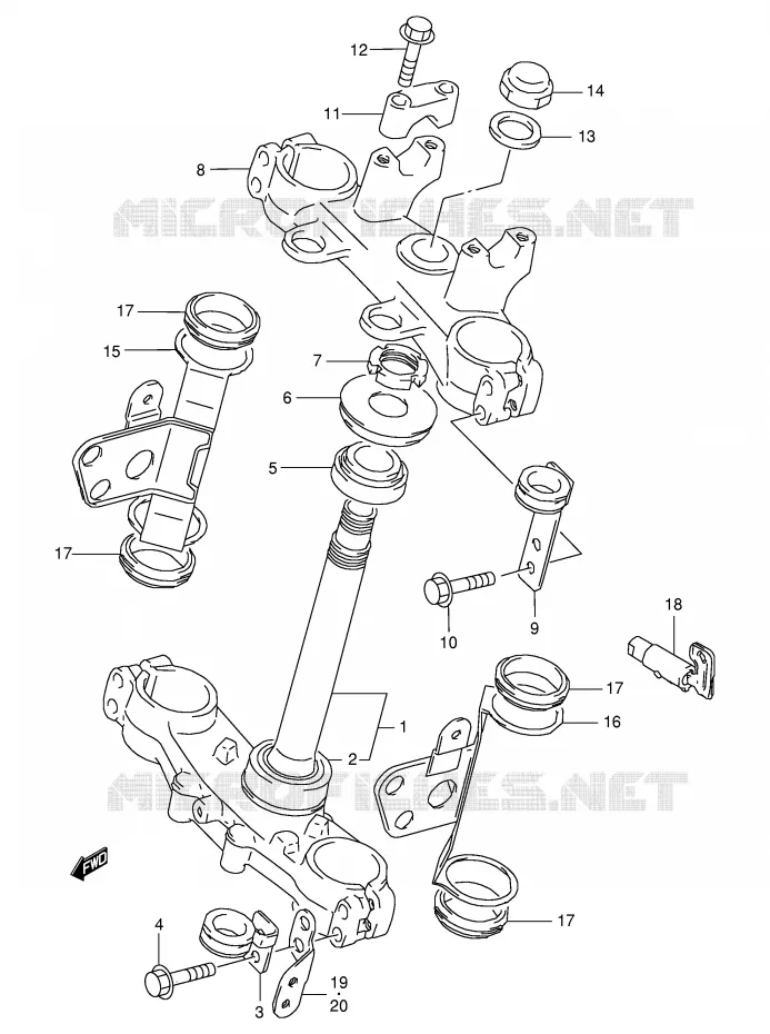 STEERING COLUMN Suzuki MOTO 350 DR 1994  DR350SER(E2)
