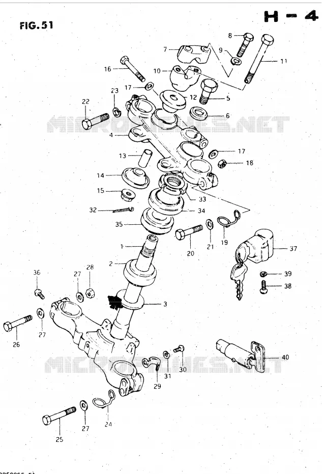 STEERING COLUMN Suzuki MOTO 500 DR 1983  DR500SD(E1)