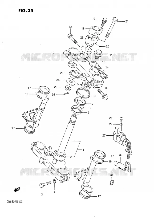 STEERING COLUMN Suzuki MOTO 650 DR 1990  DR650RL(E2)