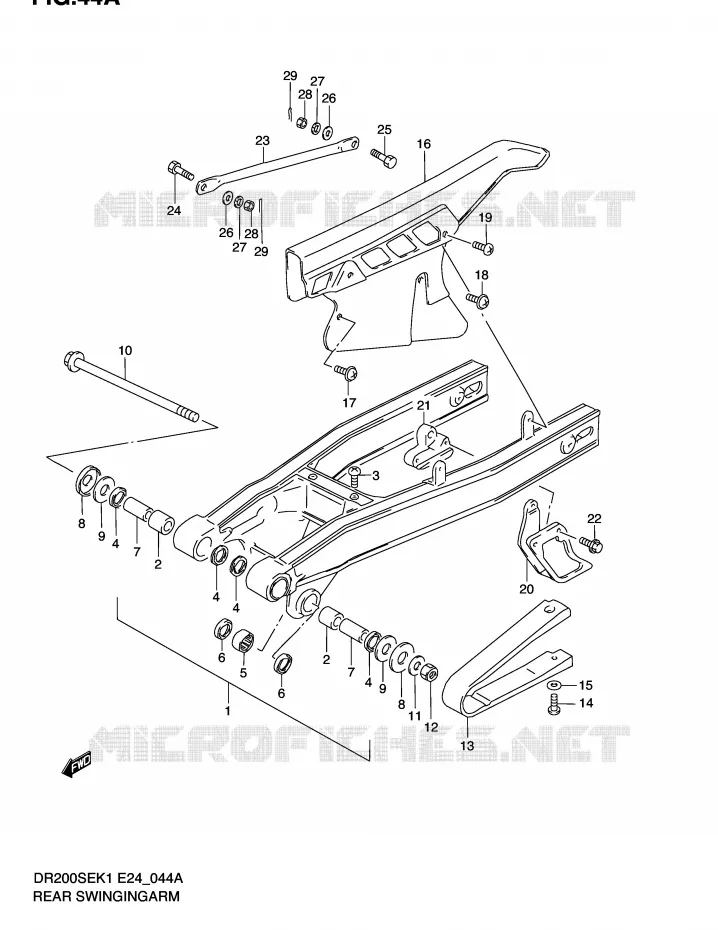 SWINGARM (MODEL K2/K3/K4/K5 E6,E24) Suzuki MOTO 200 DR 2002  DR200SEK2(E24)