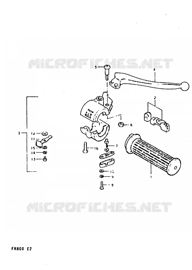 THROTTLE GRIP - SWITCH - LEVER (E8, E12, E14) Suzuki SCOOTER 80 FR 1981  FR80X