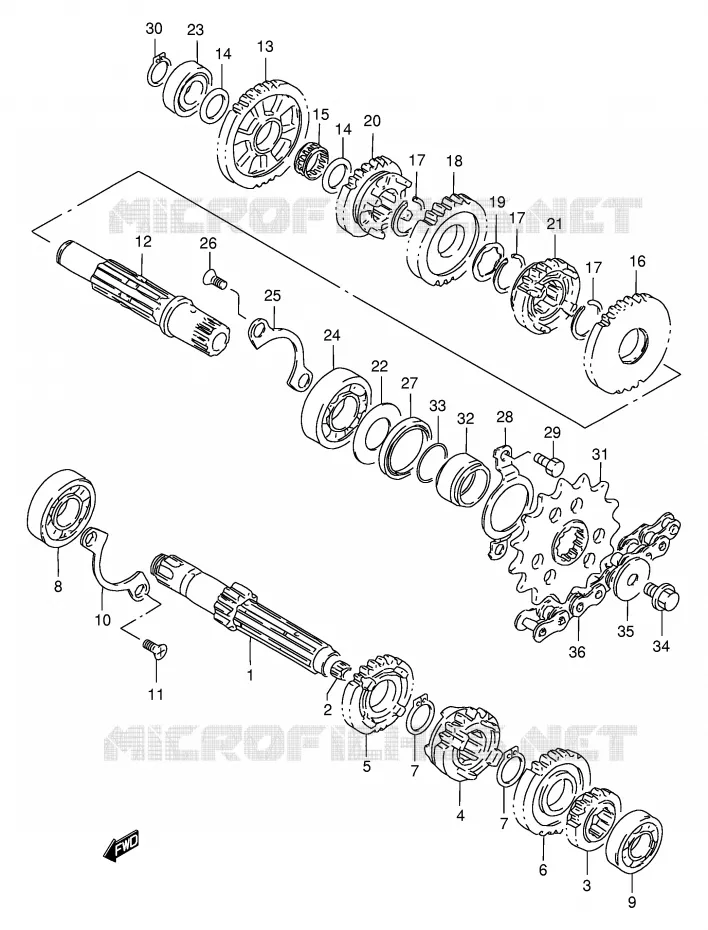 TRANSMISSION Suzuki MOTO 200 DR 2000  DR200SEY(E24)