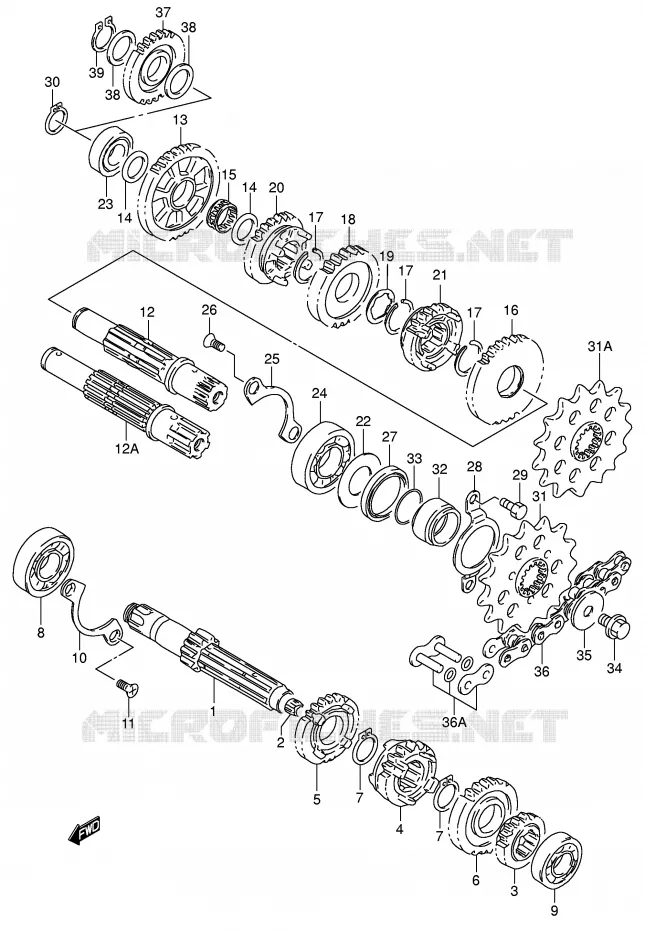 TRANSMISSION Suzuki MOTO 200 DR 2002  DR200SEK2(E24)
