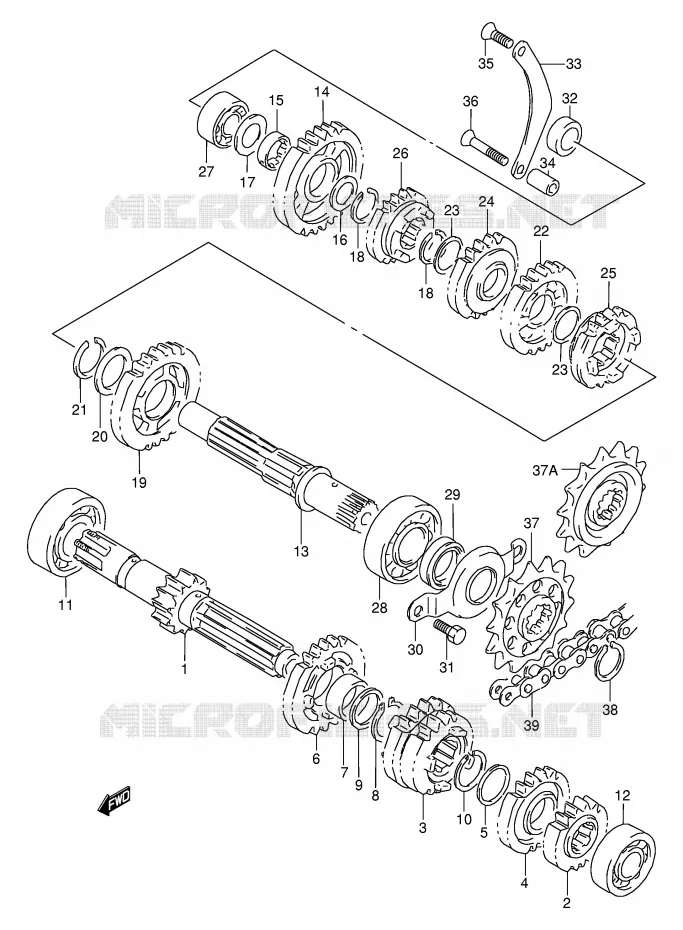 TRANSMISSION Suzuki MOTO 350 DR 1995  DR350SES(E2)