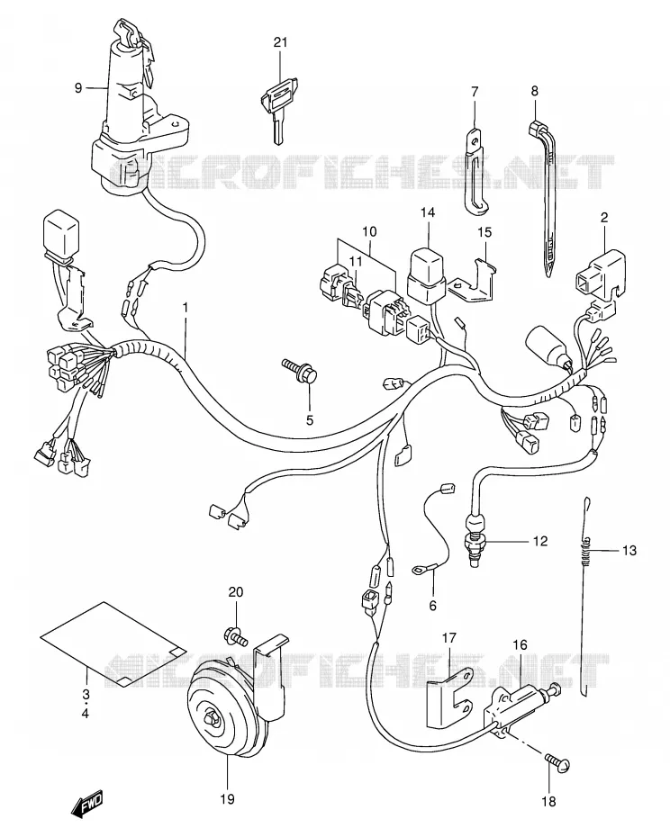 WIRING HARNESS (MODEL T/V/W/X) Suzuki MOTO 350 DR 1999  DR350SEX(E2)