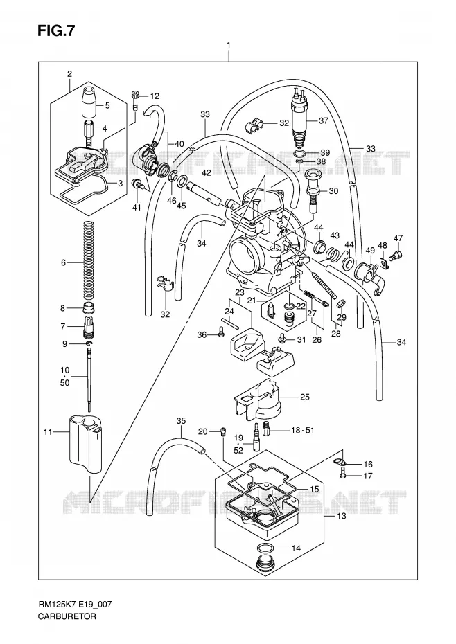 CARBURETOR Suzuki MOTO 125 RM 2007  RM125K7(E19)