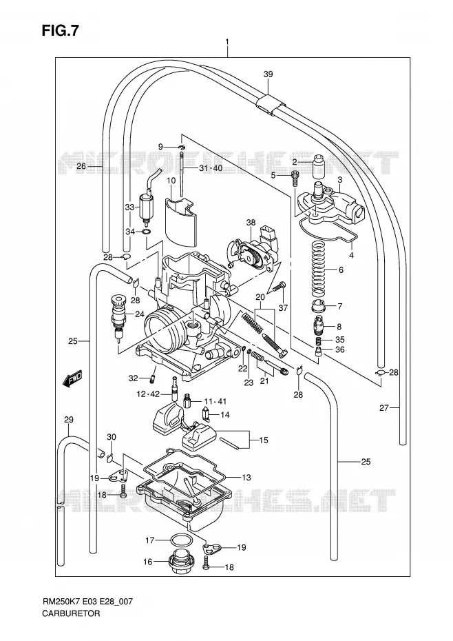 CARBURETOR Suzuki MOTO 250 RM 2007  RM250K7(E3/E28)