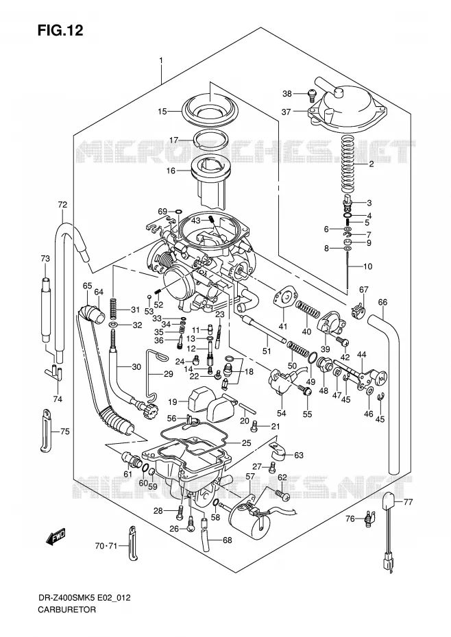 CARBURETOR Suzuki MOTO 400 DR-Z 2007  DR-Z400SMK7(E2)