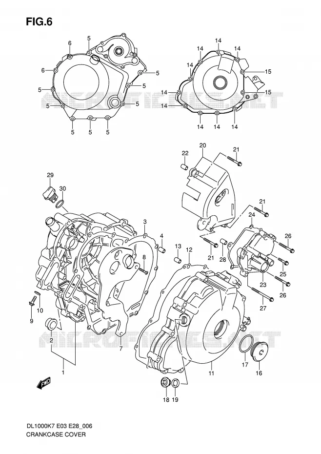 CRANKCASE COVER Suzuki MOTO 1000 V-STROM 2007  DL1000K7(E3/E28)
