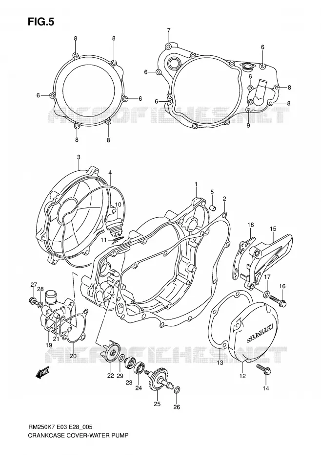 CRANKCASE COVER-WATER PUMP Suzuki MOTO 250 RM 2007  RM250K7(E3/E28)
