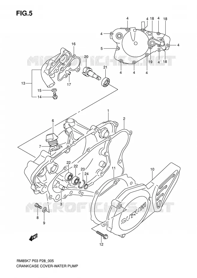 CRANKCASE COVER- WATER PUMP Suzuki MOTO 85 RM 2009  RM85LK9(P3/P28)