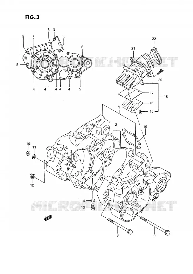 CRANKCASE (MODEL P) Suzuki MOTO 250 RM 1994  RM250R(E2)