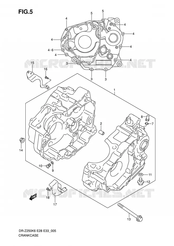 CRANKCASE Suzuki MOTO 250 DR-Z 2007  DR-Z250K7(E28/E33)