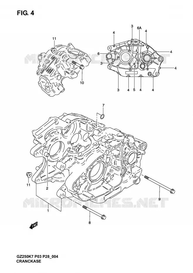 CRANKCASE Suzuki MOTO 250 MARAUDER 2007  GZ250K7(P3)