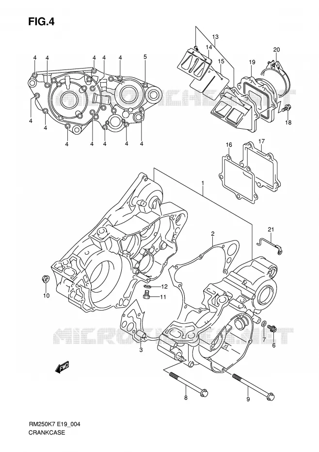 CRANKCASE Suzuki MOTO 250 RM 2008  RM250K8(E19)