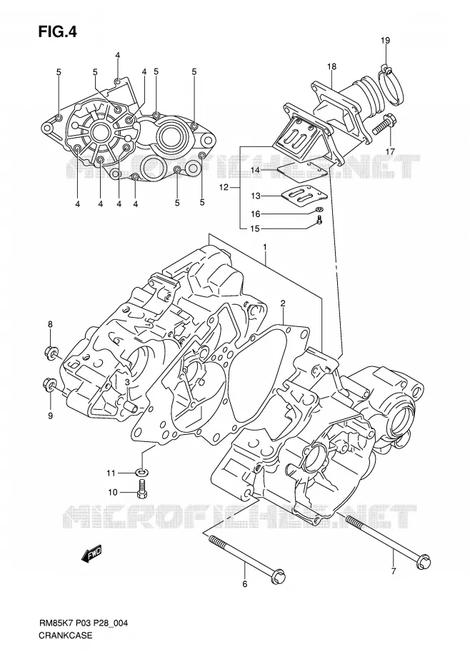 CRANKCASE Suzuki MOTO 85 RM 2008  RM85K8(P3/P28)