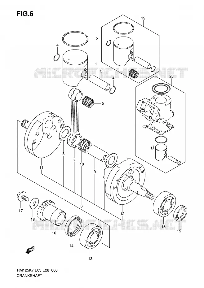CRANKSHAFT Suzuki MOTO 125 RM 2007  RM125K7(E3/E28)